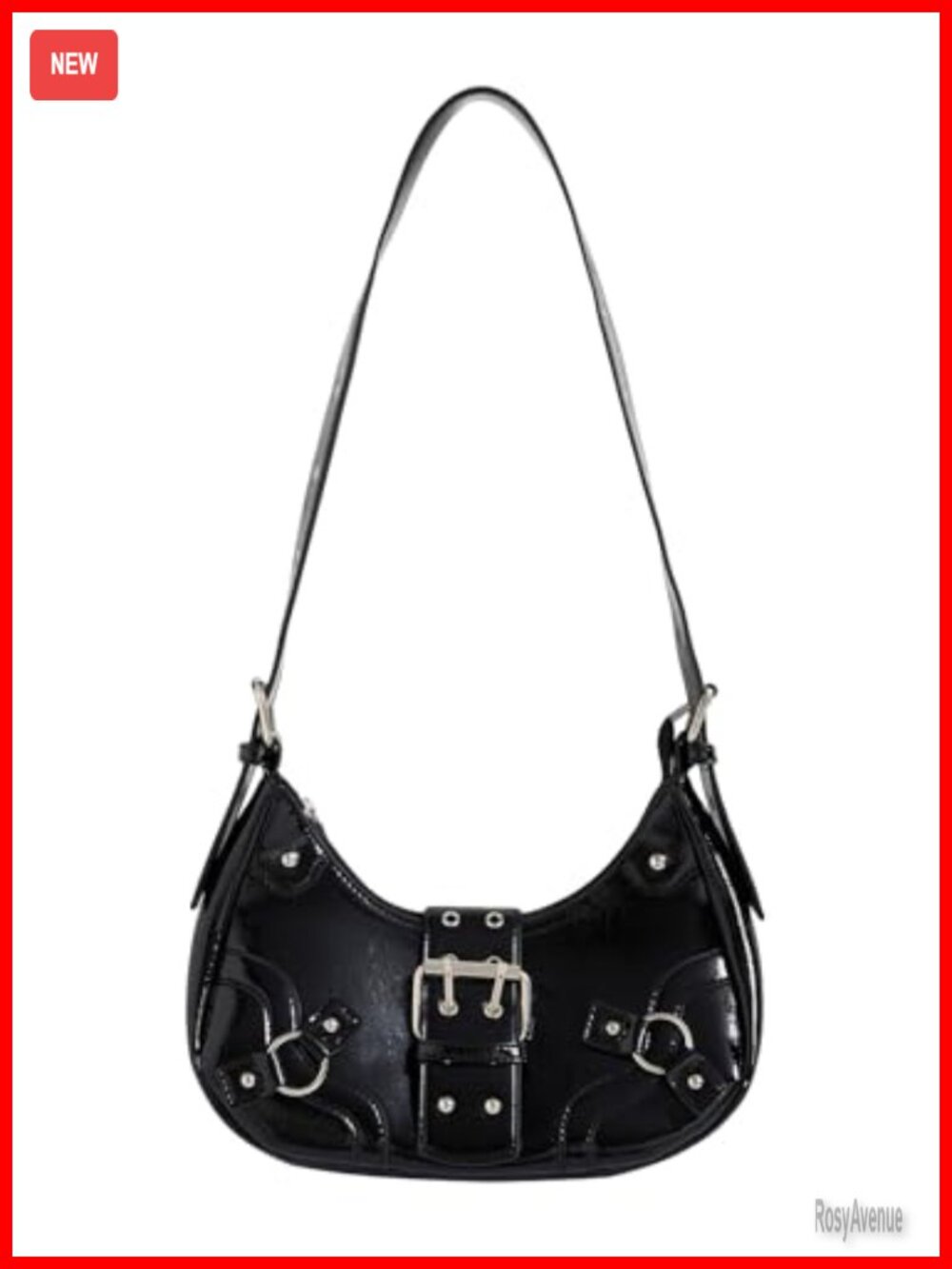 Y2K Goth Handbag Studded PU Leather Clutch Shoulder Bag